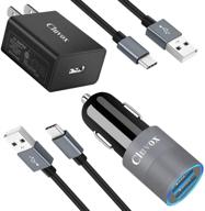 high-speed charger bundle for lg g8 thinq/g7 thinq/stylo 6/5/4, v60/v50/v40/v35 thinq, v30/v20/g6, wall & car charger combo, quick charge 3.0 kit + 2 type c cords logo