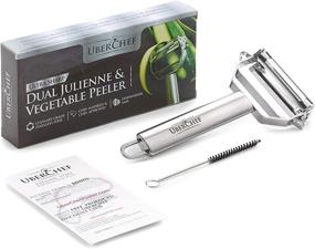 img 3 attached to UberChef Premium Ultra Sharp Julienne Peeler: Stainless 🔪 Steel Ergonomic Vegetable and Fruit Peeler with Cleaning Brush