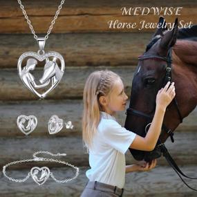 img 3 attached to Silver Horse Pendant Necklace: MEDWISE Equestrian Jewelry Gift for Women & Girls, Lucky Horse in Heart Design, Ideal for Cowgirls, Birthday or Mother's Day Celebration