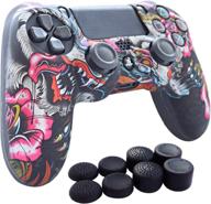 🎮 enhance your gaming experience with hikfly ps4 controller grip: silicone cover & 8 fps pro thumb grips included (grey paw) логотип