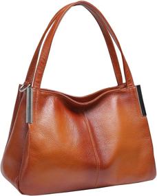 img 4 attached to 👜 Heshe Women’s Genuine Leather Handbag: Stylish Top Handle Tote, Shoulder Satchel, and Cross Body Bag for Ladies