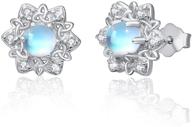 🌈 mystical rainbow moonstone stud earrings: exquisite sterling silver jewelry for women and girls logo