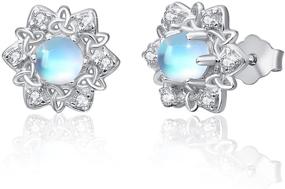 img 4 attached to 🌈 Mystical Rainbow Moonstone Stud Earrings: Exquisite Sterling Silver Jewelry for Women and Girls