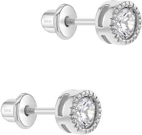 img 3 attached to 925 Sterling Silver 5mm Round Bezel-Set CZ Stud Earrings for Girls - Locking Screw Backs, Perfect for Babies, Toddlers, and Young Girls on any Occasion!