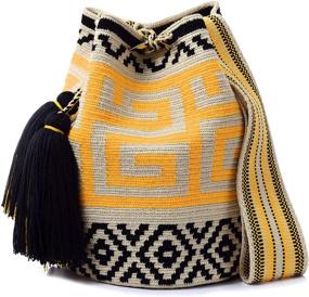 img 4 attached to 👜 Многолинейная коллекция желтых женских сумок и кошельков Wayuu Mochila: сумки-мешки