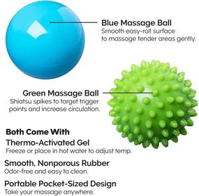 img 1 attached to 🔴 Ultimate Back Massager Massage Ball Set - Shiatsu Spike Ball, Smooth Tissue Massager & Thermo Activated Gel for Acupressure Reflexology - Includes Travel Pouch!