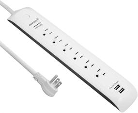 img 4 attached to 🔌 OviiTech Surge Protector Power Strip 6 AC Outlets with 2 Smart USB Charging Ports - Convenient Flat Plug, 4ft Heavy Duty Extension Cord, and USB Multi Outlets - White