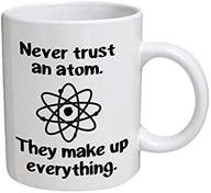 🔬 hilarious chemistry mug - never trust an atom: they make up everything! logo