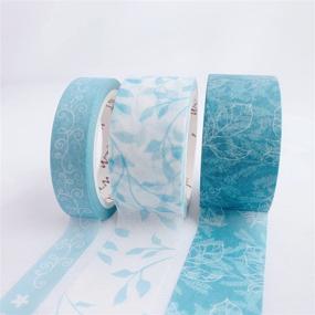 img 2 attached to 🍃 Misty Leaf Washi Tape Set: 3 Rolls of Original Designs, Pastel Slim Decorative Masking Tape for Bujo Planners, Crafts, and DIY Projects