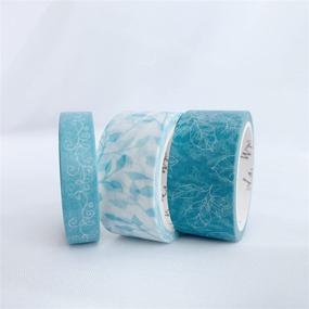 img 1 attached to 🍃 Misty Leaf Washi Tape Set: 3 Rolls of Original Designs, Pastel Slim Decorative Masking Tape for Bujo Planners, Crafts, and DIY Projects