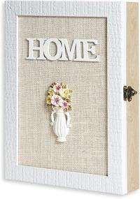 img 4 attached to 🗝️ Charming Wooden Key Box Wall Mount: Rustic Decorative Key Cabinet with 6 Hooks for Organized Storage - Small White Key Holder Box for Housewarming - Vintage Key Rack Cabinet for a Touch of Nostalgia