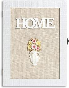 img 3 attached to 🗝️ Charming Wooden Key Box Wall Mount: Rustic Decorative Key Cabinet with 6 Hooks for Organized Storage - Small White Key Holder Box for Housewarming - Vintage Key Rack Cabinet for a Touch of Nostalgia