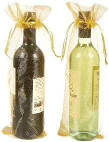 img 3 attached to 🍾 Gold Organza Wine Bags - 24-Pack Drawstring Wine Bottle Wrapping Bags for Storefront Display, Decoration, & Party Favors - 14.5 x 5.5 inches