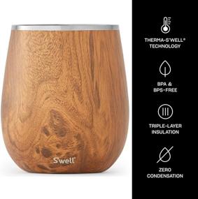 img 1 attached to 🍷 Swell Stainless Steel Wine Tumbler - 9 Fl Oz - Teakwood - Triple-Layered Vacuum-Insulated Drinkware for Longer Lasting Cold Beverages - BPA-Free Barware Accessories