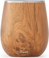 🍷 swell stainless steel wine tumbler - 9 fl oz - teakwood - triple-layered vacuum-insulated drinkware for longer lasting cold beverages - bpa-free barware accessories логотип