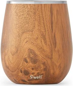 img 4 attached to 🍷 Swell Stainless Steel Wine Tumbler - 9 Fl Oz - Teakwood - Triple-Layered Vacuum-Insulated Drinkware for Longer Lasting Cold Beverages - BPA-Free Barware Accessories