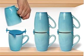 img 4 attached to 📦 ELYPRO Coffee Mug Organizers and Storage: Expandable Stackable Shelf Organizer for Kitchen Cabinets - Cupboard and Pantry Organization, Save Space and Organize with this 6pk (Blue)