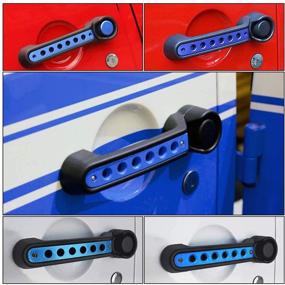 img 2 attached to Синие дверные ручки для джипов, ручки для ручек, накладка, алюминий, 3 шт. в упаковке, совместимые боковые дверные ручки, вставки для Jeep Wrangler JK 2007-2017 & Amp