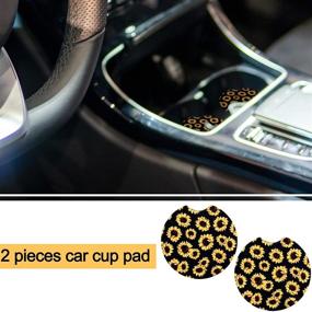 img 1 attached to BQTQ 11 Pcs Sunflower Car Accessories Set - Seat Covers, Headrest Covers, Seat Belt Covers, Cup Coaster & More!