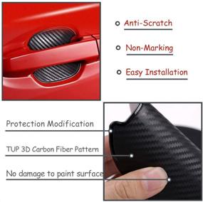 img 3 attached to 🚗 WORCAS 4Pcs Universal 3D Carbon Fiber Car Door Handle Scratch Protector Sticker Auto Door Handle Cups Protective Pad (M)
