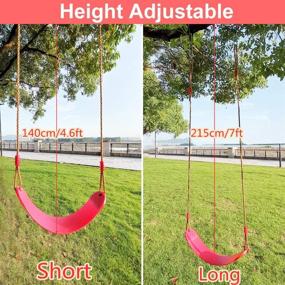 img 3 attached to 🌳 Xinlinke Children Swing Seat Set: Adjustable Rope with Tree Hanging Straps, Snap Hooks – Red, Ideal Replacement Accessories for Kids' Indoor/Outdoor, Backyard Playground Playset Swingset