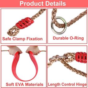 img 1 attached to 🌳 Xinlinke Children Swing Seat Set: Adjustable Rope with Tree Hanging Straps, Snap Hooks – Red, Ideal Replacement Accessories for Kids' Indoor/Outdoor, Backyard Playground Playset Swingset