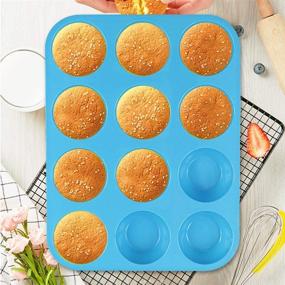 img 3 attached to 🧁 Cozihom Food Grade Silicone Muffin Pan - Cupcake, 12 Cups - Non-stick Baking Molds, Set of 3