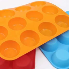 img 1 attached to 🧁 Cozihom Food Grade Silicone Muffin Pan - Cupcake, 12 Cups - Non-stick Baking Molds, Set of 3