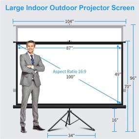 img 2 attached to 🎥 Keenstone 100 inch 16:9 PVC Projector Screen with Stand - 4K HD, Wrinkle-Free, Easy to Clean, 1.1Gain, 160° Viewing Angle, Indoor/Outdoor - Includes Carry Bag