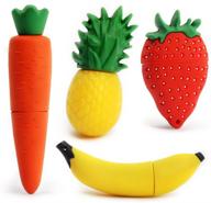 leizhan 4x16gb fruits usb flash drive cute usb thumb drive memory stick pineapple carrot banana strawberry pen drive gift data storage u disk(pack of 4 fruits) logo