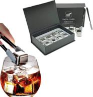 🥃 premium whiskey stones set: reusable stainless steel ice cubes - 8pcs metal chilling stones with ice tongs and storage tray for perfectly chilled drinks logo