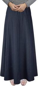 img 2 attached to Comfy & Chic: Women's Ultra Soft Lightweight Denim Fit and Flare A-Line Ankle Length Maxi Skirt