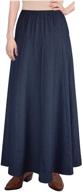 comfy & chic: women's ultra soft lightweight denim fit and flare a-line ankle length maxi skirt logo