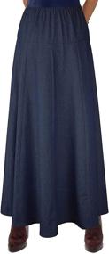img 3 attached to Comfy & Chic: Women's Ultra Soft Lightweight Denim Fit and Flare A-Line Ankle Length Maxi Skirt
