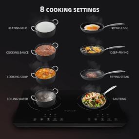 img 2 attached to 🔥 Trighteach Portable Induction Cooktop - Double Countertop Burner, 1800W Electric Stove with Digital Touch Sensor, Kids Safety Lock, and 8 Power Levels Induction Cooker (Suitable for Magnetic Cookware)