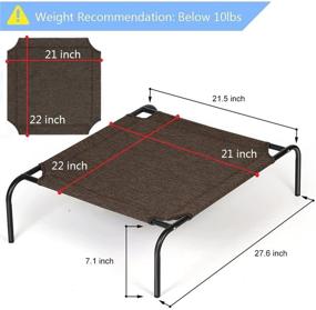 img 3 attached to Haitral Elevated Pet Bed: Small Cat Bed for Indoor/Outdoor, Camping and Travel - 27 x 21 x 7 Inches, Brown Linen