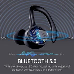 img 1 attached to 🎧 Bluetooth 5.0 Wireless Running Earbuds with Earhooks, Touch Control & Charging Case - HI-FI Stereo In-Ear Sports Headphones