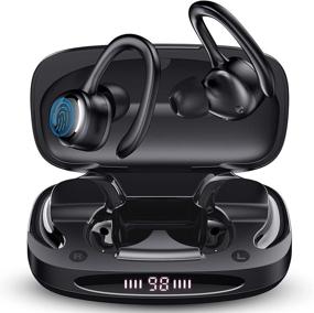 img 4 attached to 🎧 Bluetooth 5.0 Wireless Running Earbuds with Earhooks, Touch Control & Charging Case - HI-FI Stereo In-Ear Sports Headphones