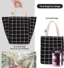 img 2 attached to 🥪 Insulated Lunch Tote Handbag: HOMESPON Reusable Lunch Bag for Women, Men, School, Office - Canvas Fabric with Aluminum Foil