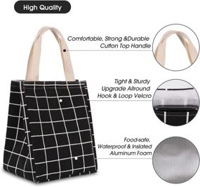 img 3 attached to 🥪 Insulated Lunch Tote Handbag: HOMESPON Reusable Lunch Bag for Women, Men, School, Office - Canvas Fabric with Aluminum Foil