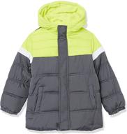 🧥 impress in style: ixtreme boys' colorblock puffer jacket for ultimate comfort and trendy looks logo