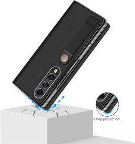 img 1 attached to 📱 CENMASO Kickstand Case for Galaxy Z Fold 3 - Anti-Scratch Flip Leather Bumper (2021) - Magnetic - Black