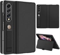 📱 cenmaso kickstand case for galaxy z fold 3 - anti-scratch flip leather bumper (2021) - magnetic - black logo