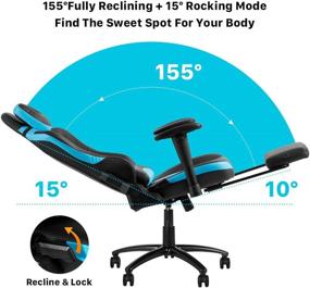 img 2 attached to 🎮 Okeysen Gaming Chair with Footrest – Ergonomic Leather Video Gaming Chairs: High Back, Massage, Racing Style – Ideal for Kids, Adults, Teens (Blue)