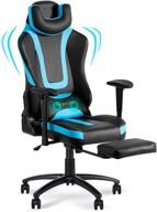 🎮 okeysen gaming chair with footrest – ergonomic leather video gaming chairs: high back, massage, racing style – ideal for kids, adults, teens (blue) логотип