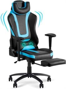 img 4 attached to 🎮 Okeysen Gaming Chair with Footrest – Ergonomic Leather Video Gaming Chairs: High Back, Massage, Racing Style – Ideal for Kids, Adults, Teens (Blue)