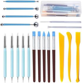 img 4 attached to 🏺 19PCS Augernis Polymer Clay Sculpting Tools with Plastic Case for Kids' Pottery Classes, Fondant Decoration and Ceramics Artwork