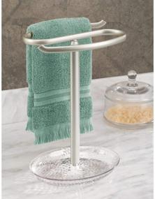 img 3 attached to 🛁 mDesign Decorative Metal Fingertip Towel Holder Stand – Elegant Display and Storage Solution for Small Guest Towels or Washcloths on Bathroom Vanity Countertops – 10.5" High, Clear/Satin