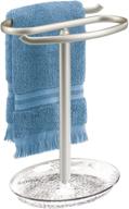 🛁 mdesign decorative metal fingertip towel holder stand – elegant display and storage solution for small guest towels or washcloths on bathroom vanity countertops – 10.5" high, clear/satin logo