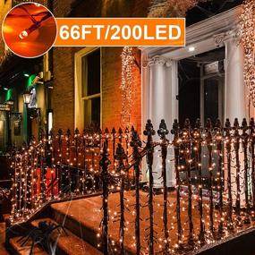 img 3 attached to Spooky Glow: TURNMEON 66 Ft 200 LED String Lights Halloween Decor with 🎃 Timer Remote - 8 Flashing Modes, Waterproof Outdoor/Indoor Decoration for Tree, Garden, Yard (Orange)